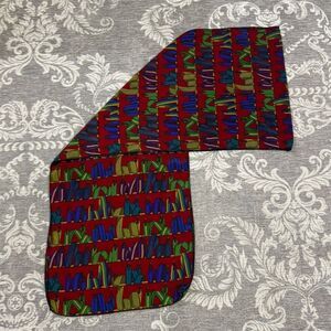 Vintage Silk Scarf Women's Geometric Multicolor Rectangle Design